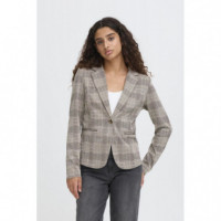 Chaquetas Mujer Blazer ICHI Manse Natural Black Check