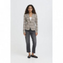Chaquetas Mujer Blazer ICHI Manse Natural Black Check