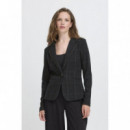 Chaquetas Mujer Blazer ICHI Kate Woolley Black Green Check