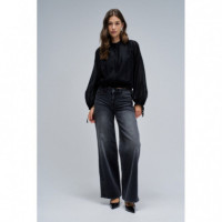 SALSA JEANS Pantalones Mujer Vaqueros Salsa Wide Low Rise Black