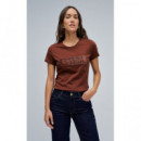 Camisetas Mujer Camiseta SALSA JEANS Logo Medium Brown