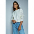 Jerséis y Sudaderas Sudadera SALSA JEANS Bordados Florales Light Pearl