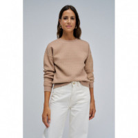 Jerséis y Sudaderas Sudadera SALSA JEANS Lurex Jacquard Dark Beige