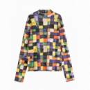 Camisetas Mujer Top BOBO CHOSES Cuello Alto Rainbow Plaid