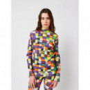 Camisetas Mujer Top BOBO CHOSES Cuello Alto Rainbow Plaid