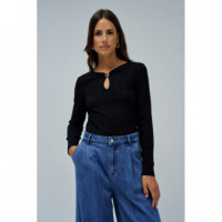 Camisetas Mujer Camiseta SALSA JEANS Punto Acanalado Black