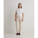 Pantalones Mujer Pantalón YERSE Ginger Franela Crudo
