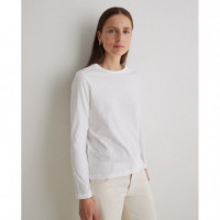 Camisetas Mujer Camiseta YERSE Manga Larga Blanco