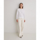 Camisetas Mujer Camiseta YERSE Manga Larga Blanco