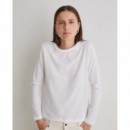 Camisetas Mujer Camiseta YERSE Manga Larga Blanco