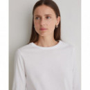 Camisetas Mujer Camiseta YERSE Manga Larga Blanco