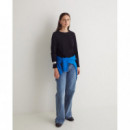 Camisetas Mujer Camiseta YERSE Manga Larga Negro