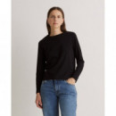 Camisetas Mujer Camiseta YERSE Manga Larga Negro