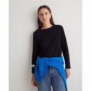 Camisetas Mujer Camiseta YERSE Manga Larga Negro