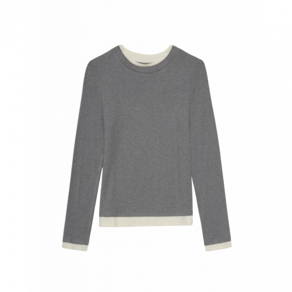 Camisetas Mujer Camiseta YERSE Miranda Efecto Doble Prenda Gris