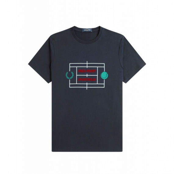 Camisetas Hombre Camiseta FRED PERRY M1311 Tennis Court Azul Marino