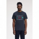 Camisetas Hombre Camiseta FRED PERRY M1311 Tennis Court Azul Marino