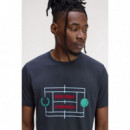 Camisetas Hombre Camiseta FRED PERRY M1311 Tennis Court Azul Marino