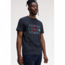 Camisetas Hombre Camiseta FRED PERRY M1311 Tennis Court Azul Marino