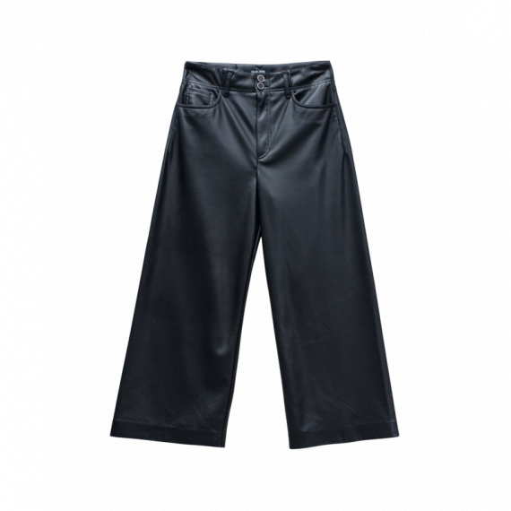 Pantalones Mujer Pantalón SALSA JEANS True Cropped Wide Efecto Piel Black