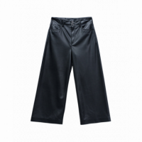 Pantalones Mujer Pantalón SALSA JEANS True Cropped Wide Efecto Piel Black