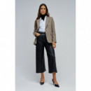 Pantalones Mujer Pantalón SALSA JEANS True Cropped Wide Efecto Piel Black