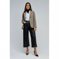 Pantalones Mujer Pantalón SALSA JEANS True Cropped Wide Efecto Piel Black