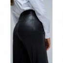 Pantalones Mujer Pantalón SALSA JEANS True Cropped Wide Efecto Piel Black
