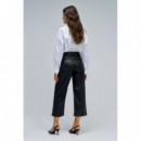 Pantalones Mujer Pantalón SALSA JEANS True Cropped Wide Efecto Piel Black