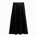 Falda SALSA JEANS Efecto Piel con Cinturón Black