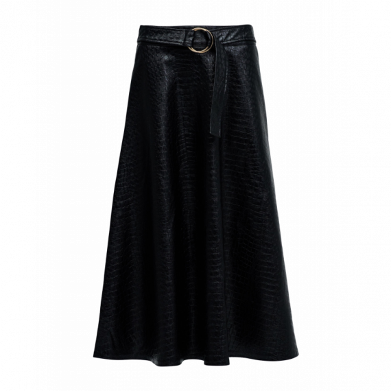 Falda SALSA JEANS Efecto Piel con Cinturón Black