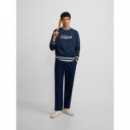 Jerséis y Sudaderas Sudadera SILBON Retro Lettering Azul Marino