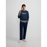 Jerséis y Sudaderas Sudadera SILBON Retro Lettering Azul Marino