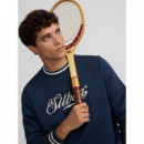 Jerséis y Sudaderas Sudadera SILBON Retro Lettering Azul Marino