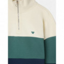 Jerséis y Sudaderas Sudadera SILBON Media Cremallera Azul Verde