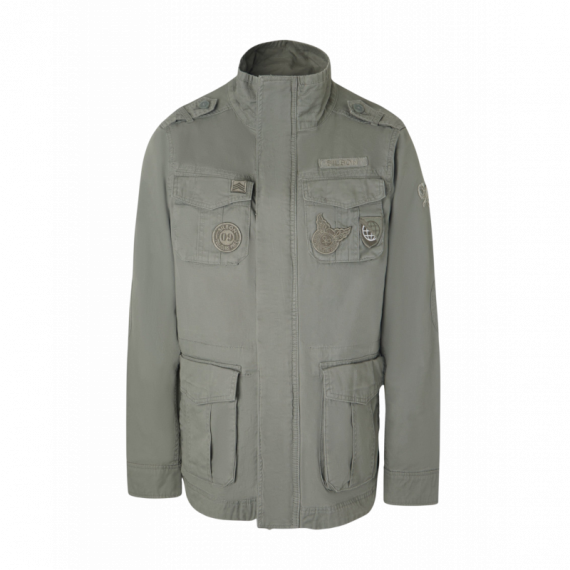 Chaquetas Hombre Chaqueta SILBON Militar Parches Dye Verde