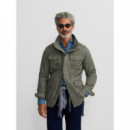 Chaquetas Hombre Chaqueta SILBON Militar Parches Dye Verde