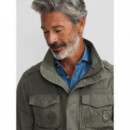 Chaquetas Hombre Chaqueta SILBON Militar Parches Dye Verde