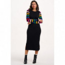 SUGARHILL BRIGHTON Vestidos Vestido Sugarhill Liselle Black, Rainbow Sleeves