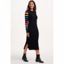 SUGARHILL BRIGHTON Vestidos Vestido Sugarhill Liselle Black, Rainbow Sleeves