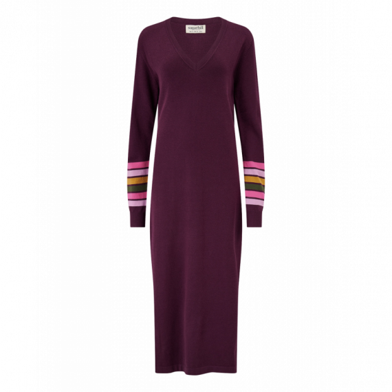 SUGARHILL BRIGHTON Vestidos Vestido Sugarhill Dania Burgundy, Sleeve Stripes