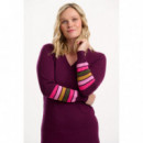 SUGARHILL BRIGHTON Vestidos Vestido Sugarhill Dania Burgundy, Sleeve Stripes