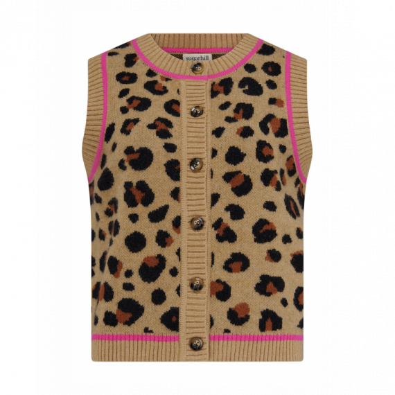 SUGARHILL BRIGHTON Jerséis y Sudaderas Chaleco Sugarhill Natalie Tan/black, Natural Leopard