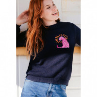 SUGARHILL BRIGHTON Jerséis y Sudaderas Jersey Sugarhill Essie Navy, Leopard Rays