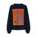 SUGARHILL BRIGHTON Jerséis y Sudaderas Jersey Sugarhill Essie Navy, Leopard Rays