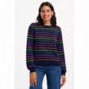 SUGARHILL BRIGHTON Jerséis y Sudaderas Jersey Sugarhill Madeline Navy, Rainbow Pop Stripes