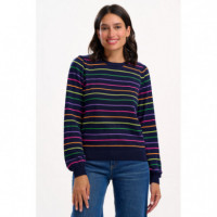SUGARHILL BRIGHTON Jerséis y Sudaderas Jersey Sugarhill Madeline Navy, Rainbow Pop Stripes