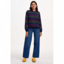 SUGARHILL BRIGHTON Jerséis y Sudaderas Jersey Sugarhill Madeline Navy, Rainbow Pop Stripes
