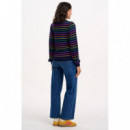SUGARHILL BRIGHTON Jerséis y Sudaderas Jersey Sugarhill Madeline Navy, Rainbow Pop Stripes