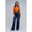 SALSA JEANS Pantalones Mujer Vaqueros Salsa Wide Leg Azul